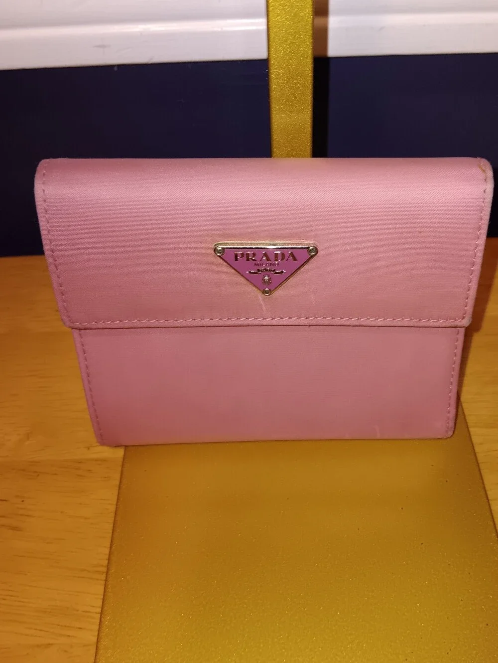 Prada Pink Leather Tessuto Snap Wallet